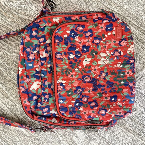 LUG $99 Ranger Quilted Embroidered Red Floral Crossbody Bag Purse READ! - Picture 9 of 16